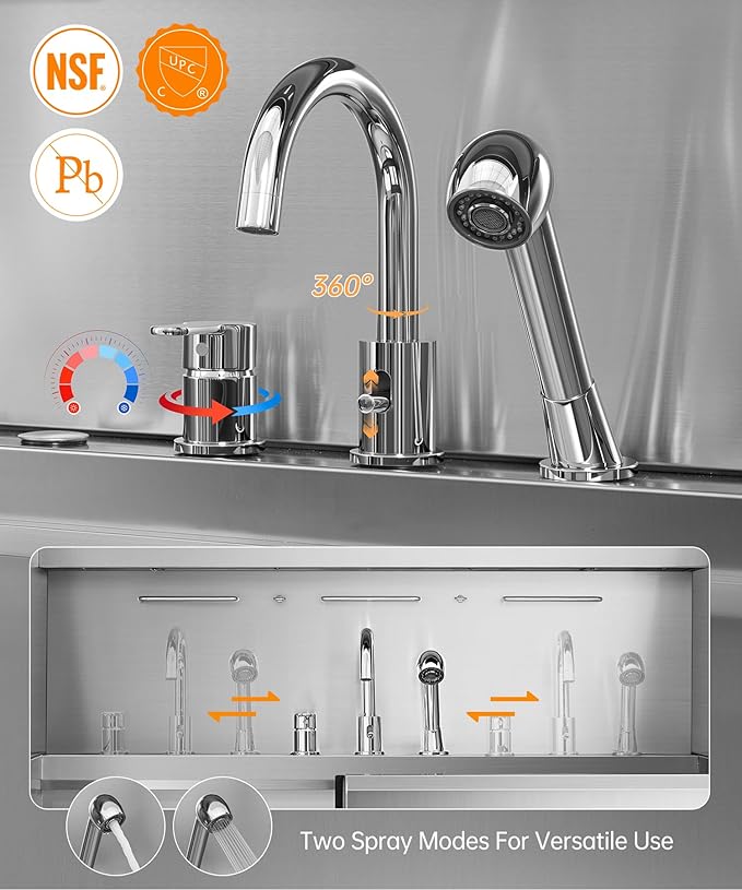 polimo Dog Wash Station with Pet Dryer &amp; LED, Professional Dog Bathing Station for Large, Medium &amp; Small Dogs – with Window, Ramp, Drawer, Floor Grate, LED Display &amp; Faucet (Left RAMP &amp; Dryer, 61")
