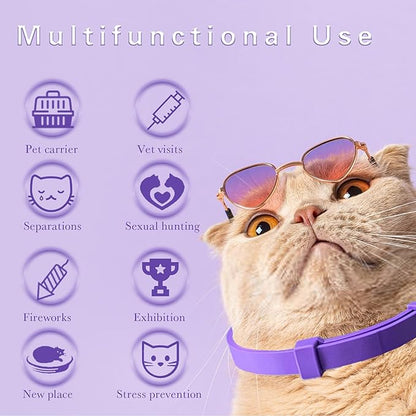 Simnice Calming Collar for Cats - 4 Pack, Cat Calming Collar, Adjustable Cat Pheromone Collars for Anxiety &amp; Stress Relief, Efficient and Comfort (Purple)