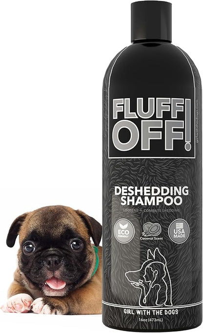 Fluff Off! by Girl With The Dogs, Natural Deshedding Dog &amp; Cat Shampoo, 16 Oz, Made in USA, 8 Wks+