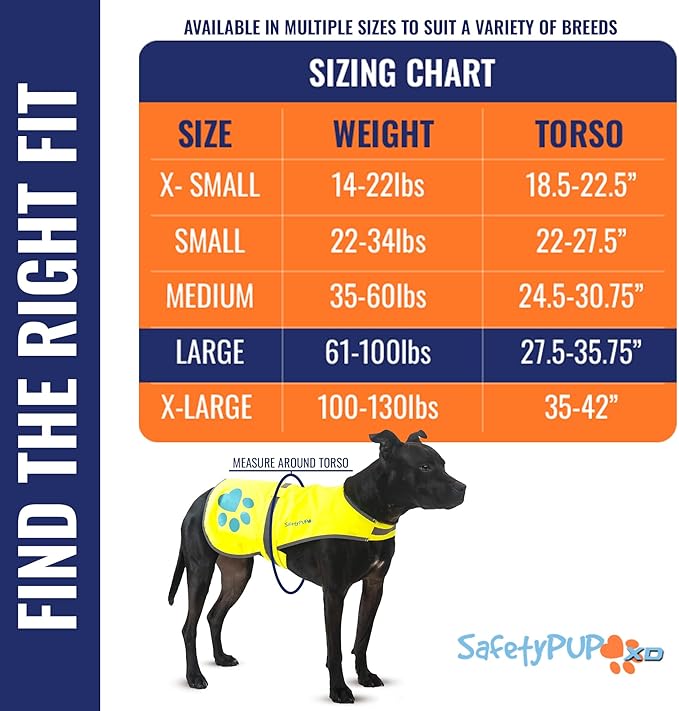 Dog Reflective Vest – Hi-Vis Fluorescent Visibility That Helps to Safeguard Your Pet On/Off Leash in Urban &amp; Rural Areas (Yellow, Large)