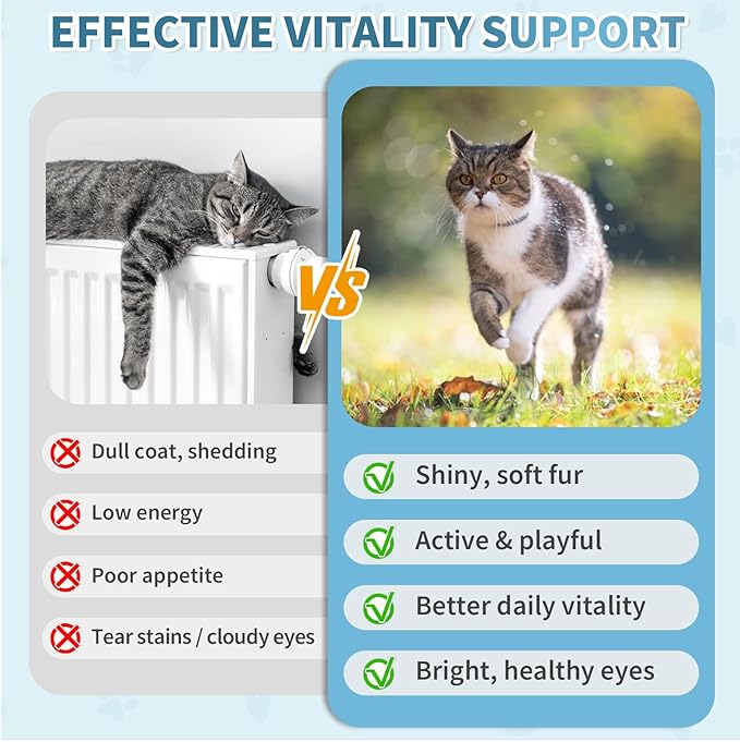 Cat Multivitamin, Crunchy &amp; Creamy Cheese Chew– Supports Energy and Skin &amp; Coat – with Taurine, B-Complex, Zinc Methionine &amp; Selenium Yeast – Daily Health Supplement for Cats of All Ages (500 Chew)