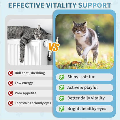 Cat Multivitamin, Crunchy &amp; Creamy Cheese Chew– Supports Energy and Skin &amp; Coat – with Taurine, B-Complex, Zinc Methionine &amp; Selenium Yeast – Daily Health Supplement for Cats of All Ages (500 Chew)