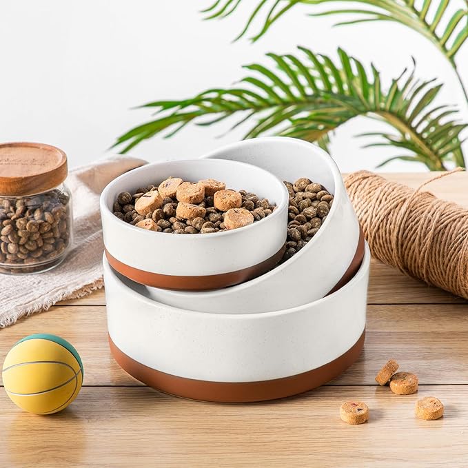 MALACASA Dog Bowls, Ceramic Dog Food and Water Bowls for Medium Size Dogs, 3.5 Cups Capacity Pet Bowl for Medium Dogs (M-3.5 Cups)