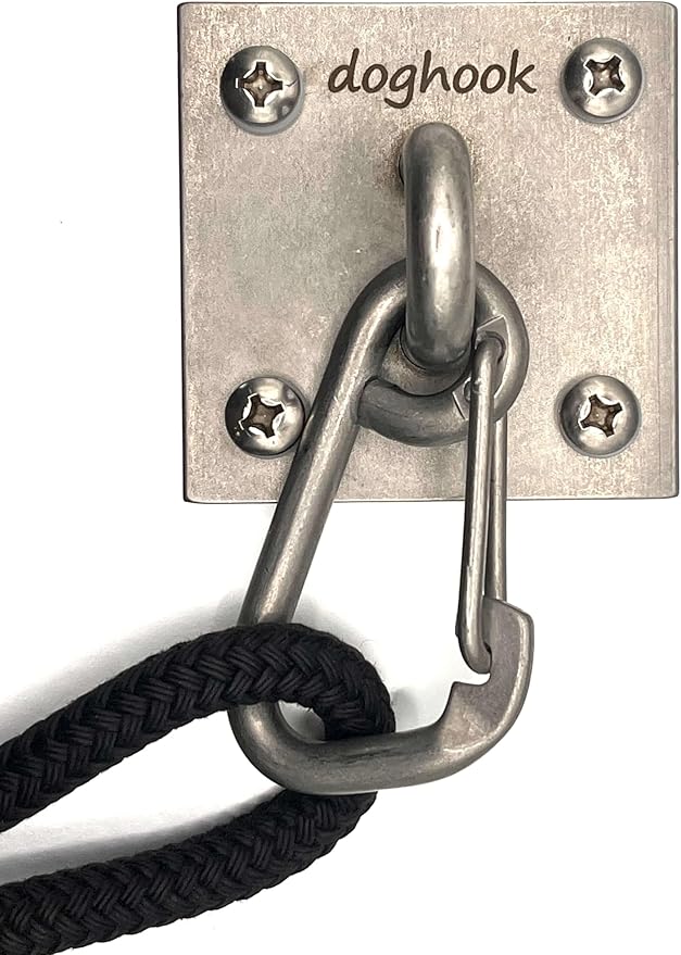 Canine Hitch- Secure Dog Leash Parking Indoor- Outdoor Wall Hook with EZ Clip - Tie Out Stainless Steel - Practical Lead Management for Home &amp; Business