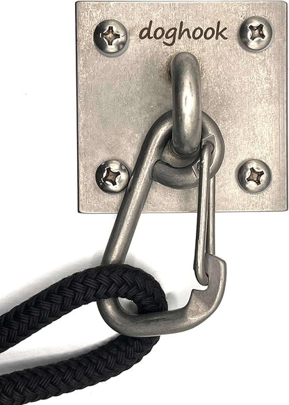 Canine Hitch- Secure Dog Leash Parking Indoor- Outdoor Wall Hook with EZ Clip - Tie Out Stainless Steel - Practical Lead Management for Home &amp; Business