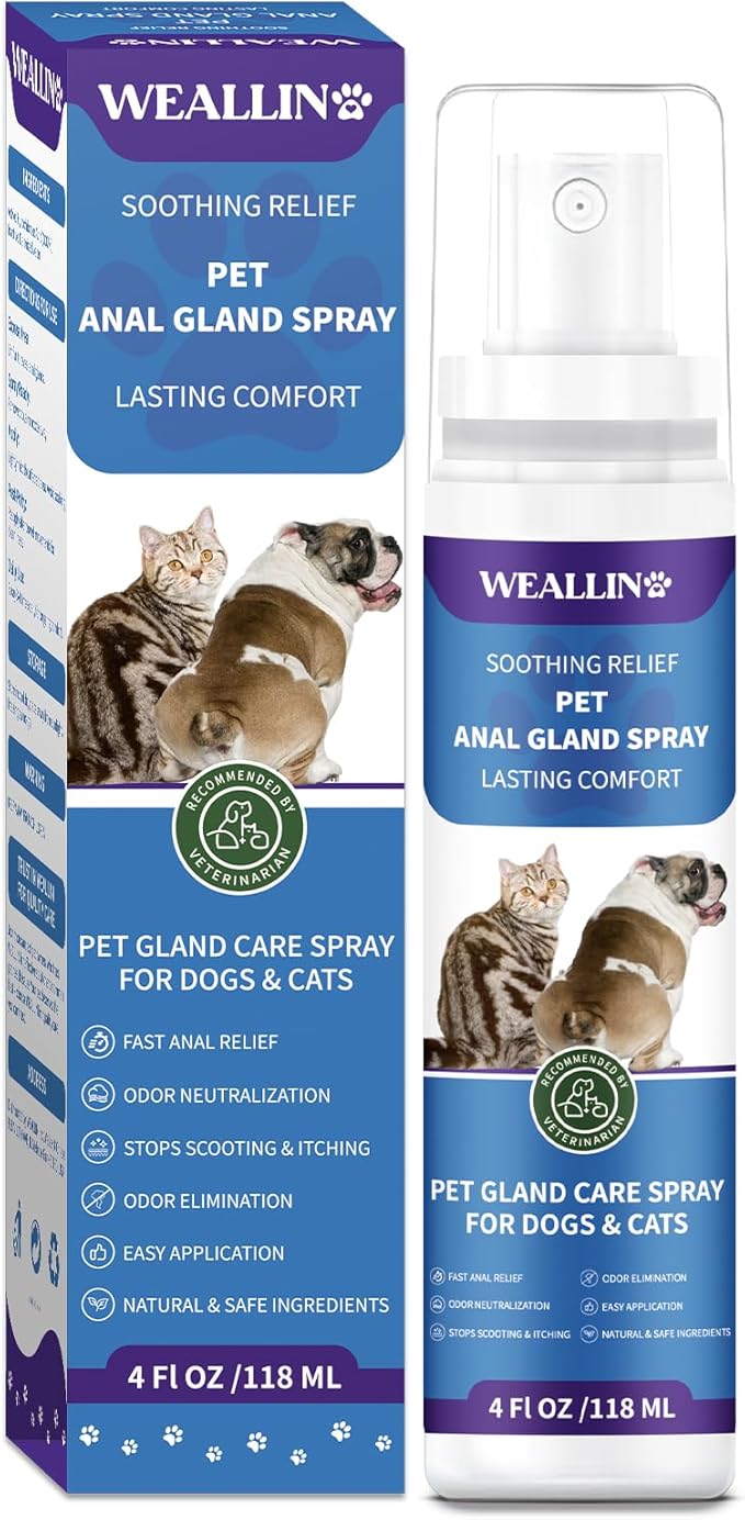 Anal Gland Spray for Dogs Cats - Fast Anal Gland Relief Stops Scooting &amp; Itching Odor Elimination Anti Itch Dog Spray Pain Relieving Safe for All Animals - 4.06 FL OZ