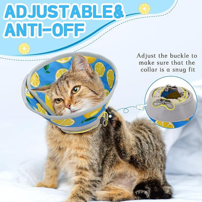 Cat Cone Collar Soft, Comfortable Cat Recovery Collar Pet Cone for Small Large Cats, Lightweight Elizabethan Collar for Cats Kittens After Surgery Prevent from Licking Wounds, Green, S