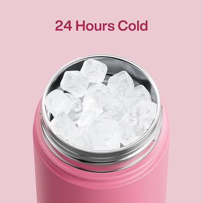 Insulated Water Bottle with Straw Stainless Steel Water Bottle, Leak-Proof, BPA-Free, Double Wall Vacuum Keeps Cold for 24 Hours for Sports, Travel, School (18 oz, Tulip)