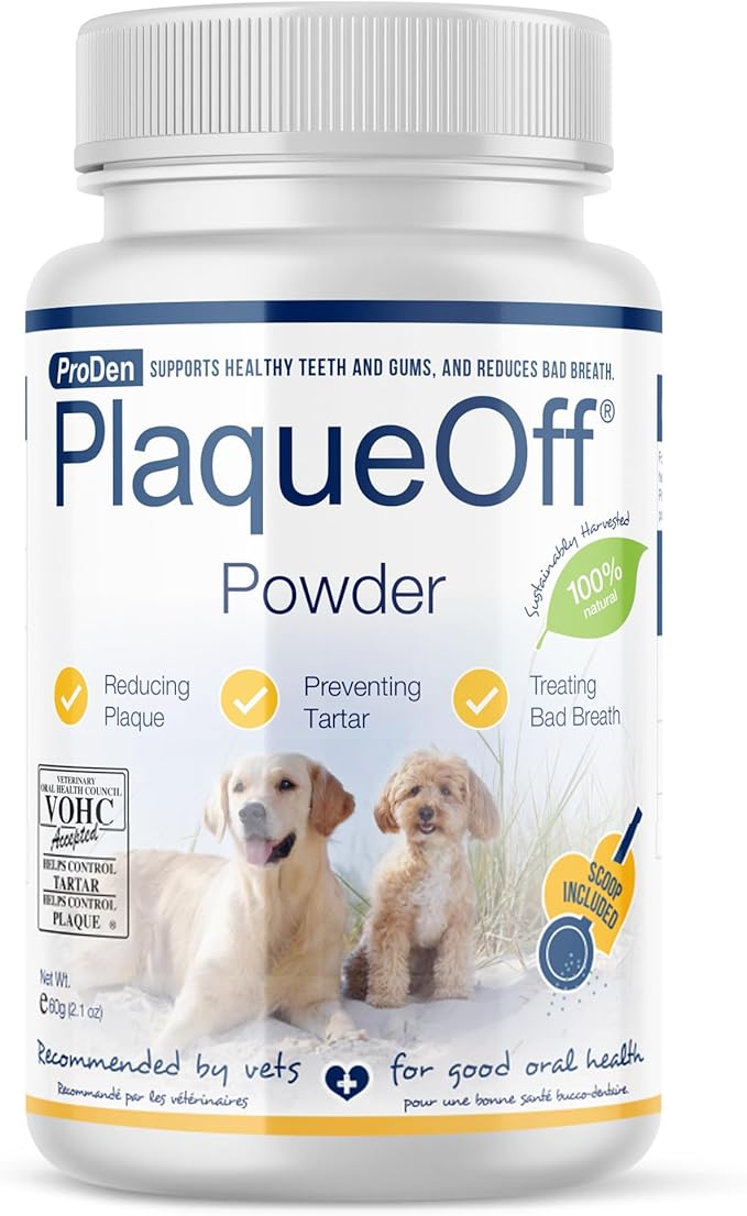 ProDen PlaqueOff Powder for Pets - Cat &amp; Dog Breath Freshener - Plaque &amp; Tartar Remover for Pet Oral Care - 60g