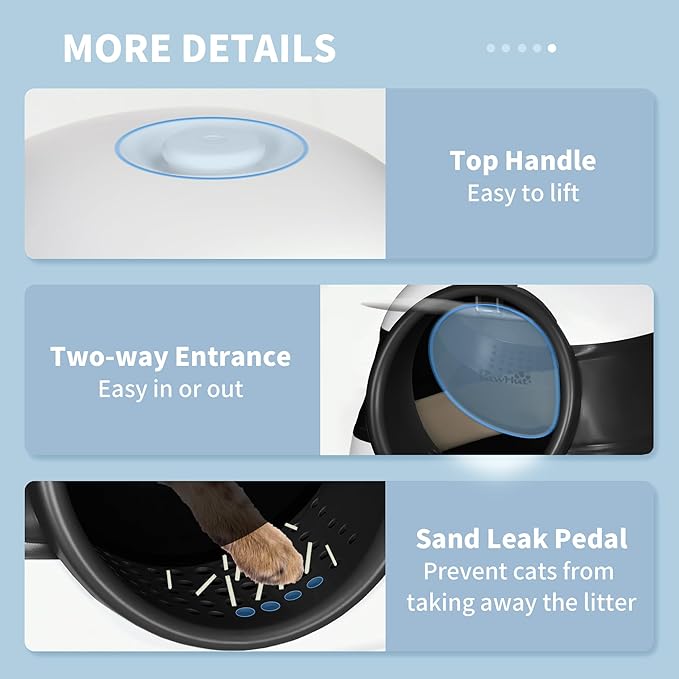 PawHut Cat Litter Box - Covered, High Sides, Air Freshener, Two-Way Entrance, Foldable, Easy Clean, White &amp; Black