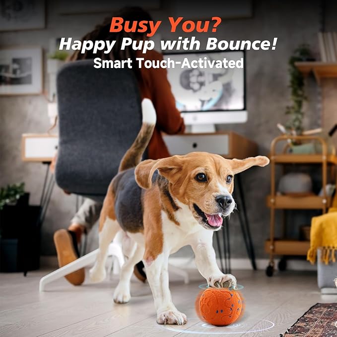 Interactive Dog Ball Toy, Automatic Moving Bouncing Rotating Smart Ball with 3 Modes, Durable E-TPU Material for Medium &amp; Large Dogs, IP54 Waterproof Stimulation Toy to Keep Dog Busy &amp; Active