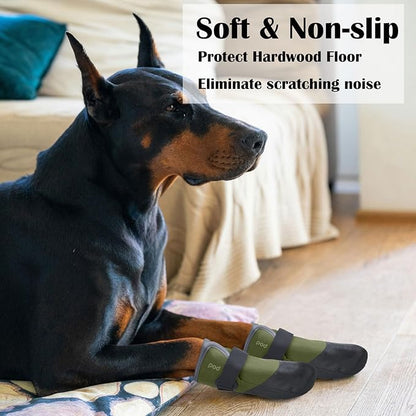 Dog Shoes Lightweight Dog Boots-Breathable Knitted Paw Protector with Adjustable Strap for Hot Pavement, Rain Walking, Hardwood Floors Anti Slip Reduce Noise, Prevent Licking Paws(Green,XXL)
