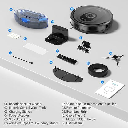 Tikom Robot Vacuum and Mop Combo, 5000Pa Robotic Vacuum Cleaner, 150 Min Max, App &amp; Remote Control, Ideal for Hard Floor, Carpet, Pet Hair, Self-Charge(G8000 Max)