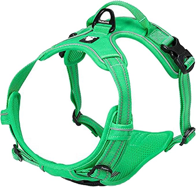 TRUE LOVE Adjustable No-Pull Dog Harness Reflective Pup Vest Harnesses Comfortable Control Brilliant Colors Truelove TLH5651(Grass Green,L)