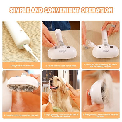 Cat Steam Brush-3 in 1 Pet Brush,Dog Shedding Tool Self Cleaning Pet Spray Depilation Comb with Release Button,Dog Steam Brushs,Cat Grooming Supplies for Long Short Haireds