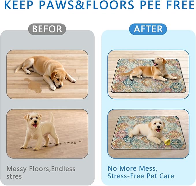 Washable Pee Pads for Dogs 2 Pack, Absorbent Reusable Puppy Pads Waterproof, Leakproof &amp; Non-Slip Whelping Pad, Potty Training Pads for Dogs Playpen Mat 24x36