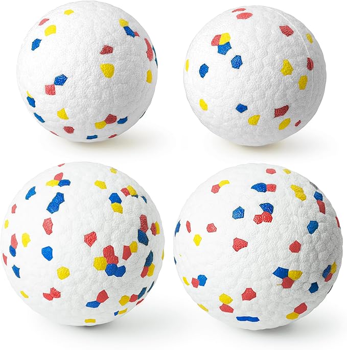 Upgrade Indestructible Dog Tennis Balls, Durable Bouncy Dog Toys for Aggressive Chewers, Teething &amp; Fetch Game (4 White)