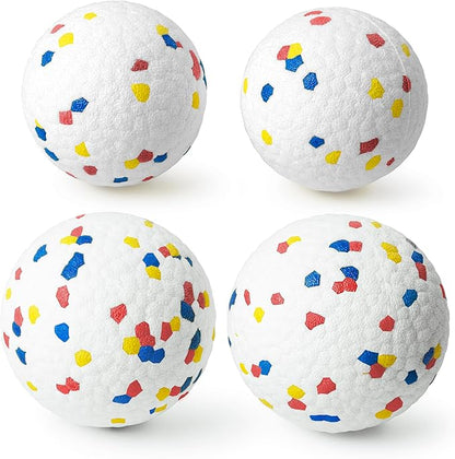 Upgrade Indestructible Dog Tennis Balls, Durable Bouncy Dog Toys for Aggressive Chewers, Teething &amp; Fetch Game (4 White)