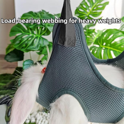 Rabbit Grooming Hammock with Safety Belt for Nail Clipping, Grooming, Bunny Bathing Bag for Nail Trimming, Cat Claw Care Bag, Small Animal Grooming Harness (Grey,X-Small)