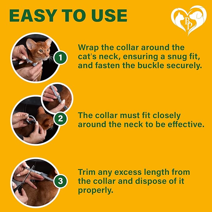 Natural Flea &amp; Tick Collar for Cats - 12 Months Control of Best Prevention &amp; Safe Treatment - Anti Fleas and Ticks Essential Oil Repellent (2 Pack)