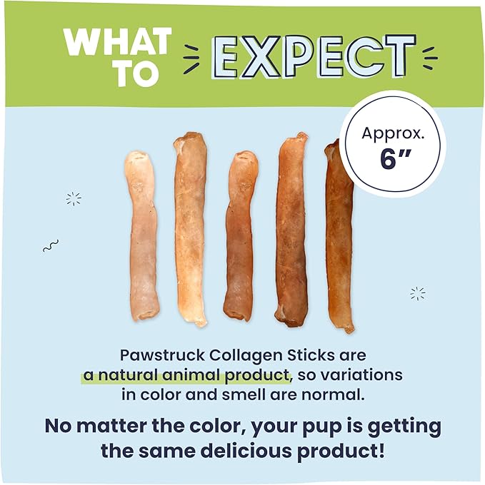 Pawstruck Natural 5-7" Beef Collagen Sticks for Dogs – Long-Lasting Rawhide Alternative, High Protein &amp; Low Fat with Chondroitin &amp; Glucosamine – 5 Pack