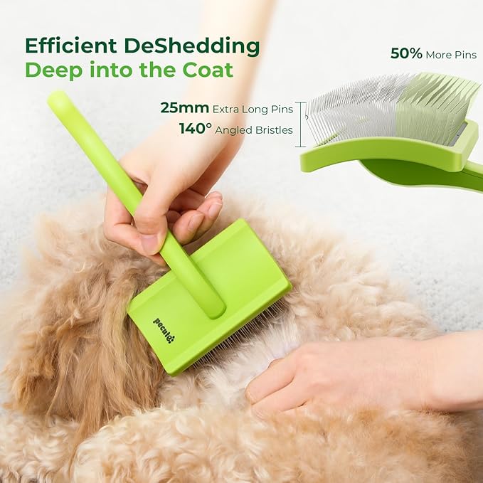 Pecute Slicker Brush for Dogs &amp; Pet Comb, Professional Grooming Dog Brush for Goldendoodles, Poodles, Labradoodles, with Extra Long Soft Pins to Effectively Remove Tangles, Knots and Mats, 2PCS