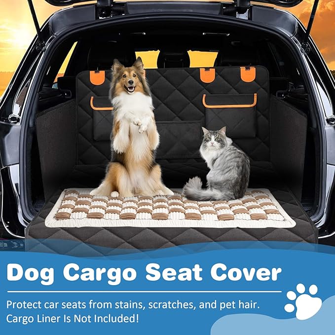 VClife Khaki Plaid Dog Car Bed Mat, Non-Slip Backseat Extender Pet Blanket, Washable Dog Bed Mat for SUVs, Sedans &amp; Small Trucks, Portable Travel Pad for Dogs, Wear Resistant, Pet Friendly, 51"×23.6"