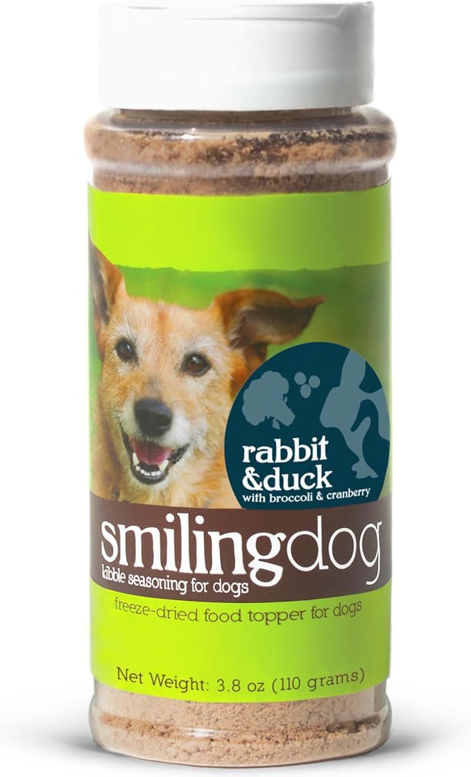 Herbsmith Kibble Seasoning – Freeze Dried Rabbit &amp; Duck – Dog Food Topper for Picky Eaters - 3.8 oz