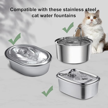Cat Water Fountain Filters, Compatible with Stainless Steel Pet Fountain 8 Filters with 8 Sponges Replacement Filters for Cat Fountain (8 Filters&amp; 8 Sponges)