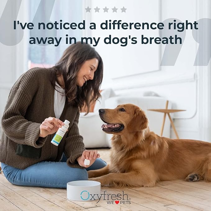 Oxyfresh Premium Pet Dental Kit for Dogs &amp; Cats – Easy Solution for Dog and Cat Fresh Breath, Clean Teeth, Control Plaque &amp; Tartar – Vet Formulated Pet Toothpaste 4oz + Water Additive 16oz Kit