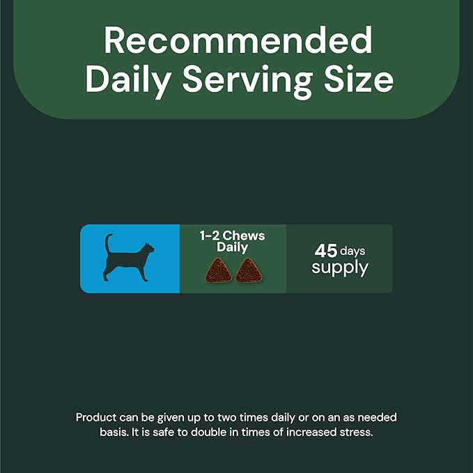 VetriScience Veterinary Strength Calm &amp; Confident Chews - Stress Supplement for Cats - Supports Brain Function for Cats - with L-Theanine, Thiamine &amp; More - 45 Count