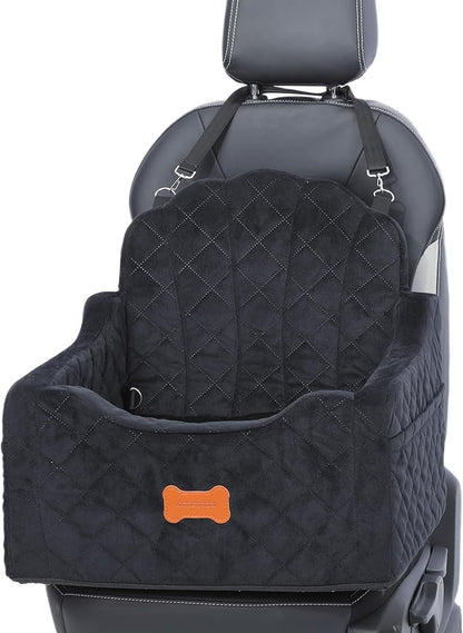 Dog Car Seat for Small Dogs Under 30lbs, Detachable Washable Pet Booster Seat with Safety Belt &amp; Storage Pockets, Travel Car Bed, Black