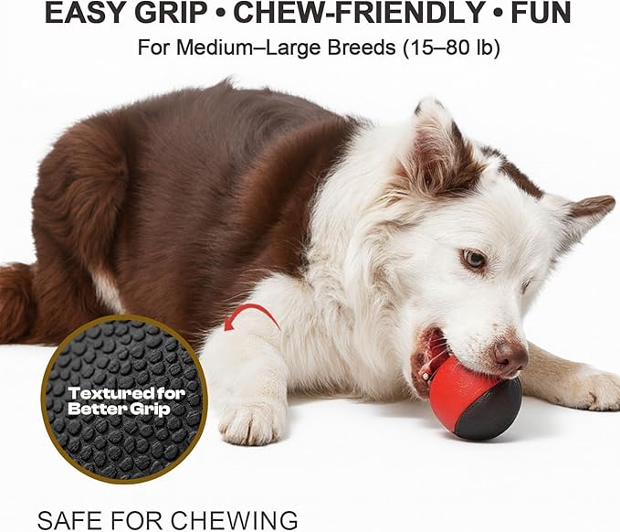 Interactive Squeaky Dog Toys Balls – Durable Rubber Dog Toy for Aggressive Chewers,High Bounce Dog Ball &amp; Floating Fetch Ball,Indestructible Chew Toy for Medium &amp; Large Dogs