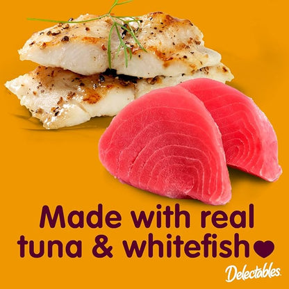 Hartz Delectables Stew Tuna &amp; Whitefish Lickable Wet Cat Treats, 48 Count
