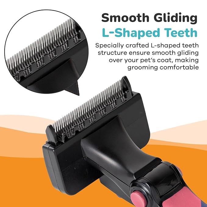 Deshedding Dog Brush for Long Hair (Medium,Pink) – Gentle Deshedding tool for Dogs &amp; Cats – Reduces shedding, without damaging topcoat. Removes Loose Fur &amp; Dead Undercoat.