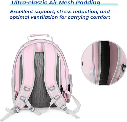 Lollimeow Cat Carrier Backpack, Bubble Expandable Backpack Carrier, Pets and Small Dogs,Airline-Approved, Designed for Travel, Hiking, Walking &amp; Outdoor Use (Square Back Expandable-Pink)