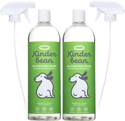 Dog &amp; Cat Urine Stain and Odor Eliminator for Carpet, Upholstery, Hard Floors - 2-Pack 32 oz., Grapefruit &amp; Thyme Scent, Enzyme Bio-Active Formula with Squeeze and Spray Top