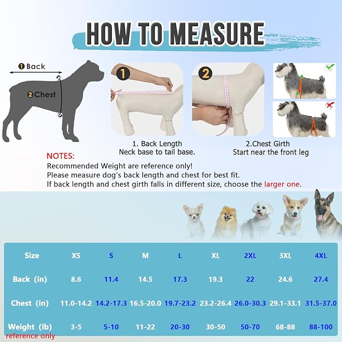 Lukovee Recovery Suit for Dogs - Zipper On Onesie for Female &amp; Male Dogs, Abdominal Wounds Cone E-Collar Alternative, Prevent Licking - Spay Recovery Suit (X-Large, Blue &amp; White)