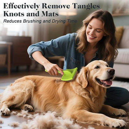 2PCS Slicker Brush for Dogs &amp; Pet Comb,Professional Dog Grooming Brush (Goldendoodles,Poodles,Labradoodles) with Extra Long Pins to Effectively Remove Tangles, Knots and Mats (Green)