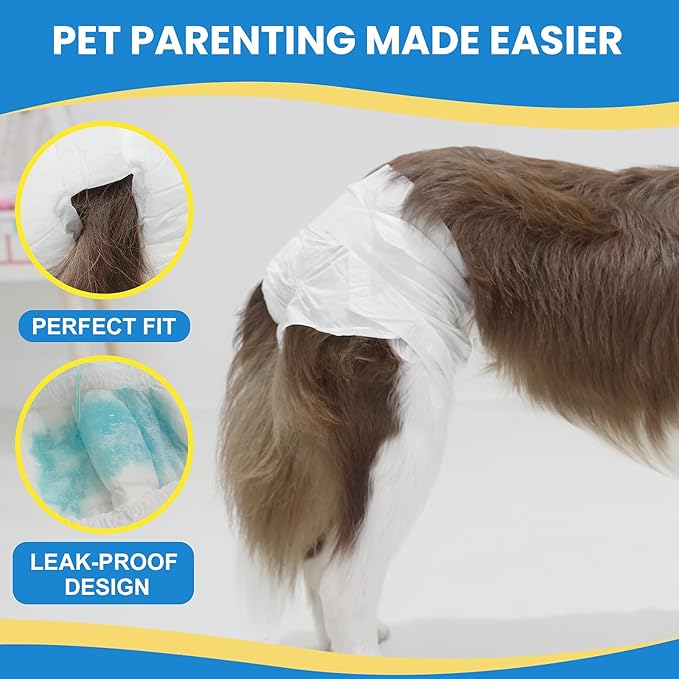 IMMCUTE Female Dog Diapers 30 Count,Super Absorbent Disposable Dog Diapers Female with Flash Dry &amp; Leakproof, Doggie Diapers for Heat Cycle,Excitable Urination (X-Small)