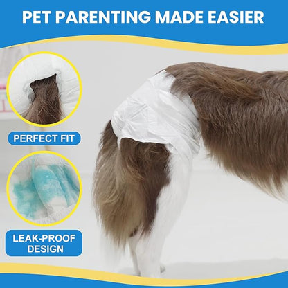 IMMCUTE Female Dog Diapers 30 Count,Super Absorbent Disposable Dog Diapers Female with Flash Dry &amp; Leakproof, Doggie Diapers for Heat Cycle,Excitable Urination (X-Small)