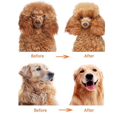 Dog or Cat Comb Grooming with Short and Long Teeth Dematting Knots Tangles Remover Combs Detangler Tool Suitable for Dogs Cats Poodle HorseStainless Steel Pin (Yellow)