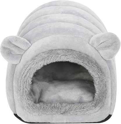 Hedgehog Bed Cave Nest Hideout, Hamster Guinea Pigs Small Animals Cage Supplies Warm House-Gray