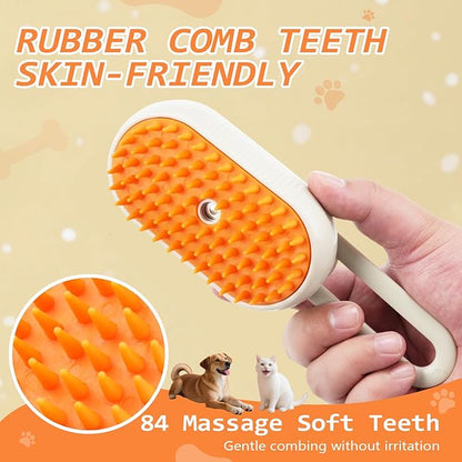 Cat Steam Brush for Shedding, 4 in 1 Rechargeable Pet Steam Brush Set for Dogs &amp; Cats, Pet Spray Hair Removal Comb with Waterless Shampoo, Anti-Static, Massage, Cleaning &amp; Combing All in One