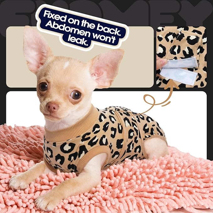 FUAMEY Recovery Suit for Dogs After Surgery,Soft Breathable Dog Bodysuit E-Collar &amp; Cone Alternative Surgical Suit,Male Female Dog Neuter Spay Suits Anti Licking Wounds Onesie Brown Leopard XXL