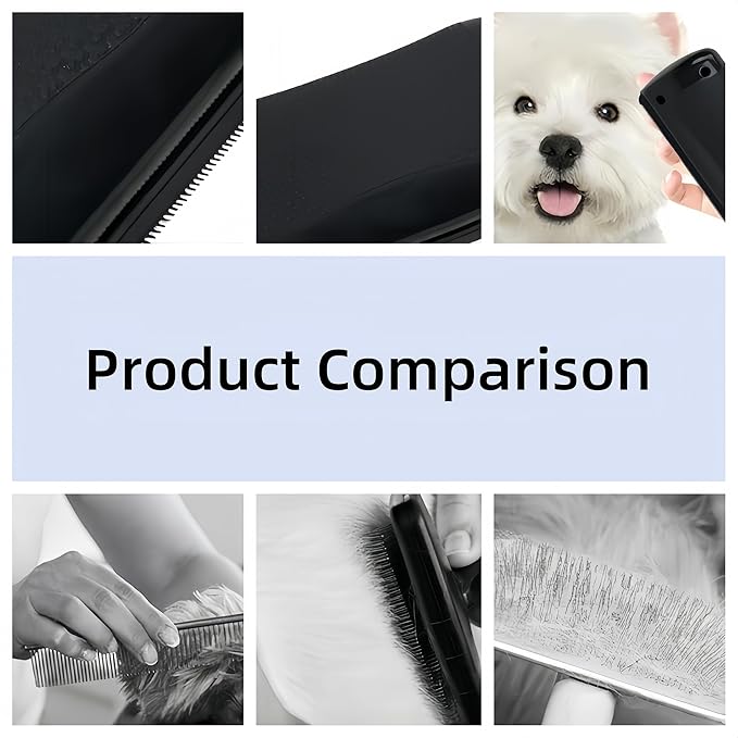 Deshedding Brush for Dogs &amp; Cats - Dual-Head Pet Grooming Tool with Ergonomic Handle, Gentle Hair Removal Brush for Horses, Rabbits