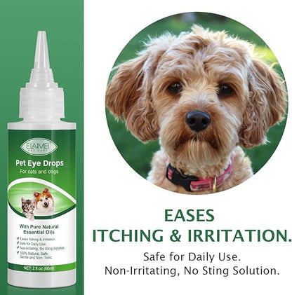 Dog Eye Drops, Eye Cleaner for Dogs &amp; Cats Supports Eyes Infection Relief, Redness &amp; Allergy Eyes Relief, Remove Tear Stain &amp; Eye Debris - Pet Eye Gentle Care Supplement Cats Drops for Eyes - 2 fl oz…