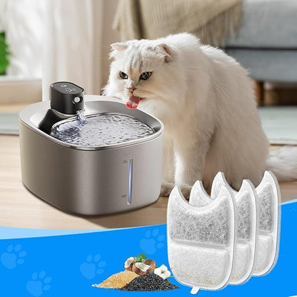 6 Set Cat Water Fountain Filters &amp; Sponges for 135 fl oz/4L Wilreless Cats Drinking Water Fountain, Cat Fountain Pump Replacement, YPD-C004P YPD-C004S Pet Fountain Replacement Filter