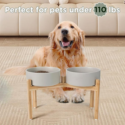 SPUNKYJUNKY Elevated Dog Bowls Ceramic, 8.3&