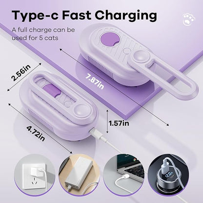 Cat Steam Brush for Shedding, 4 in 1 Rechargeable Steam Brush for Cats and Dogs, Anti-Static, Massage, Cleaning, Shedding &amp; Combing All In One! (purple)